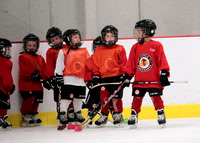 Little Guys On The Ice With Coaches and Hawks